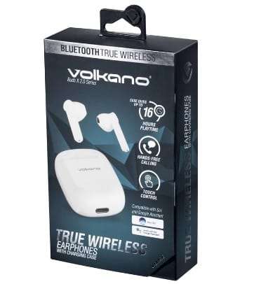 Volkano Buds X 2.0 Series True Wireless Earphones + Charging Case - White