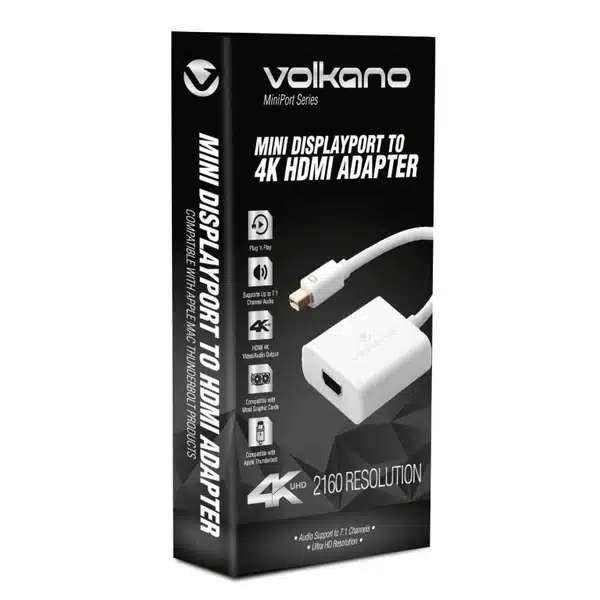 Volkano MiniPort series Mini DisplayPort to 4K HDMI converter 10cm -  White