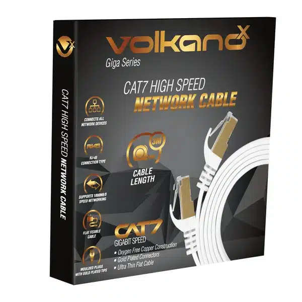 VolkanoX Giga series Cat 7 Ethernet cable 3meter - white gold tips