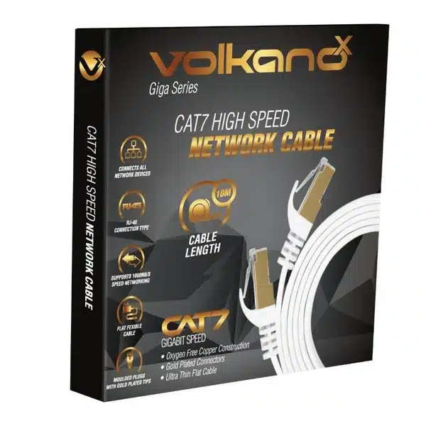 VolkanoX Giga series Cat 7 Ethernet cable 10meter - white gold tips