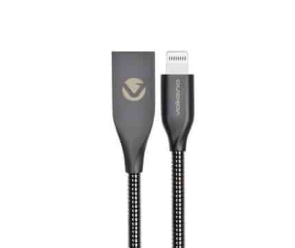 Volkano Iron Series Round Metallic Spring MFI Lightning Cable 6ft - Gun Metal