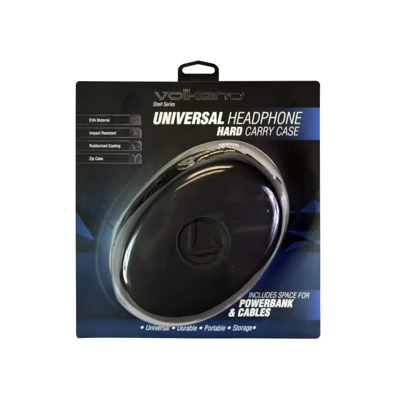 Volkano Shell series elliptical headphone case - black