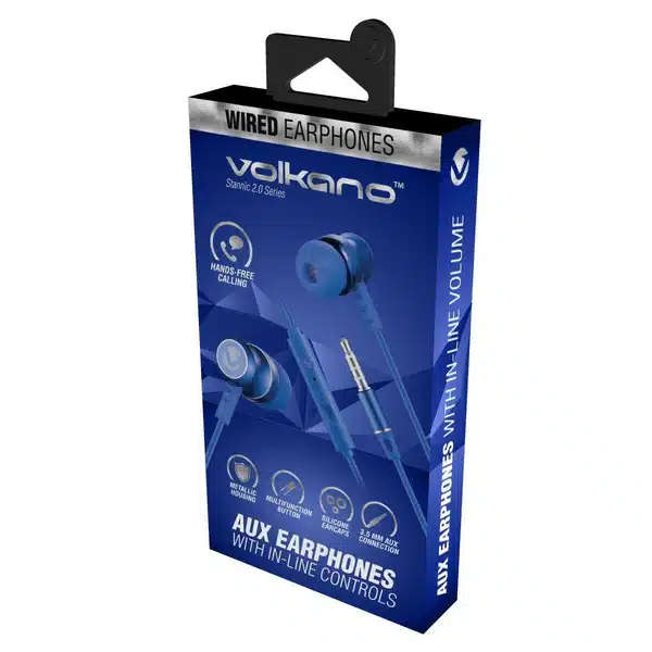 Volkano Stannic Series Earphones with Mic - Blue
