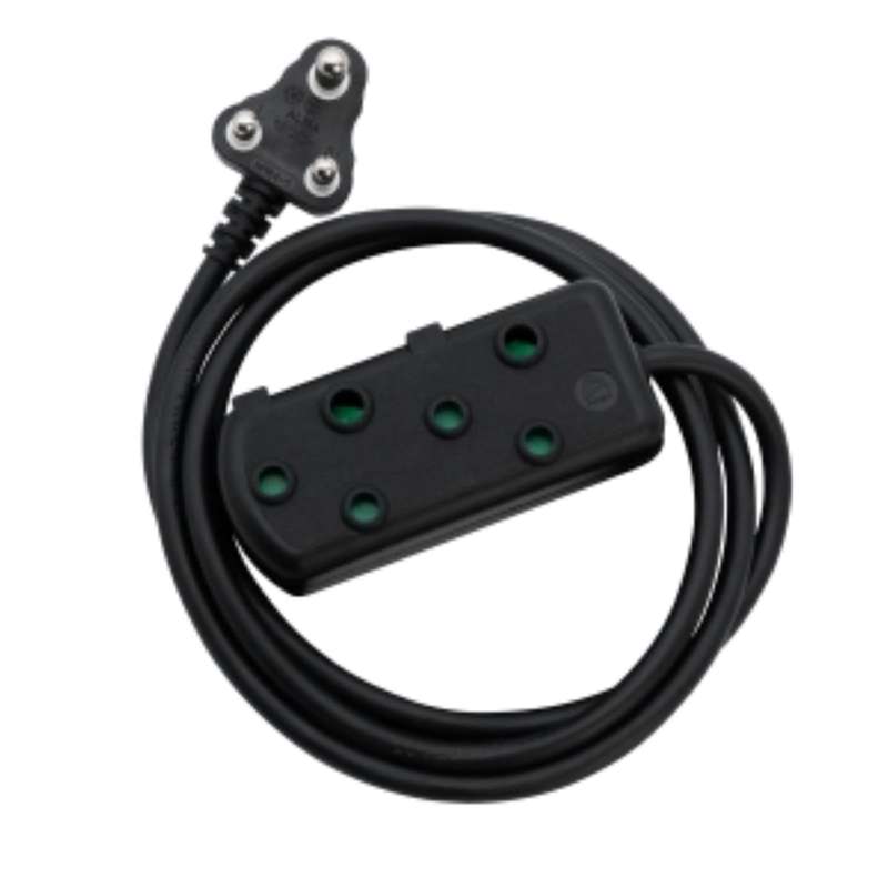 Switched 20m SBS Extension Cable/Cord/Lead Multiplug - Light Duty - Black