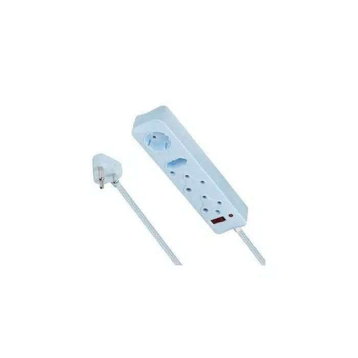Switched 4 Way Medium Surge Multiplug 0.5M Braided cord Blue