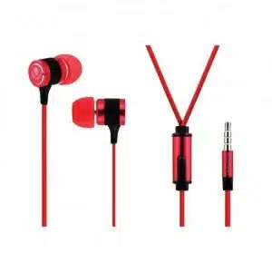 Volkano Earphones with Mic -METALLIC SERIES - Red