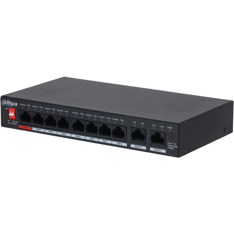 Dahua 10-Port Unmanaged Desktop Switch with 8-Port PoE