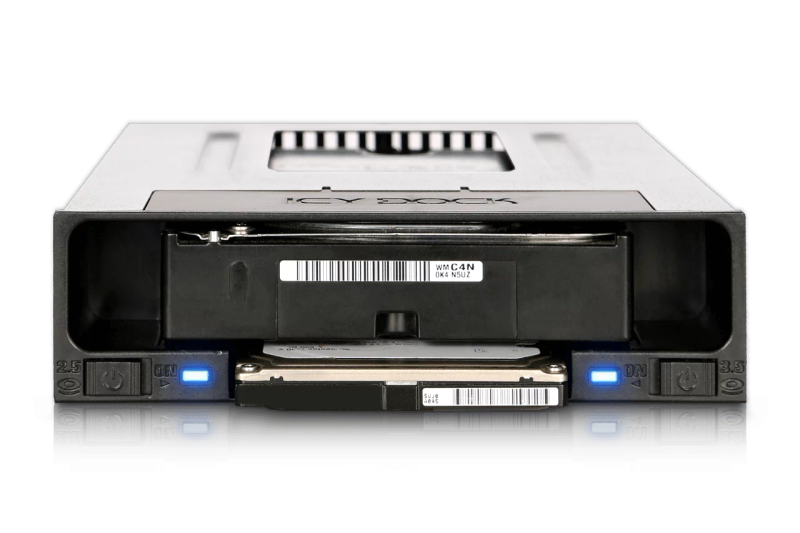 Icydock MB795SP Flexidock, BlacK - for 2.5"+3.5" SATA6G HDD in 5.25" Bay, Anti-dust Covers, Power...