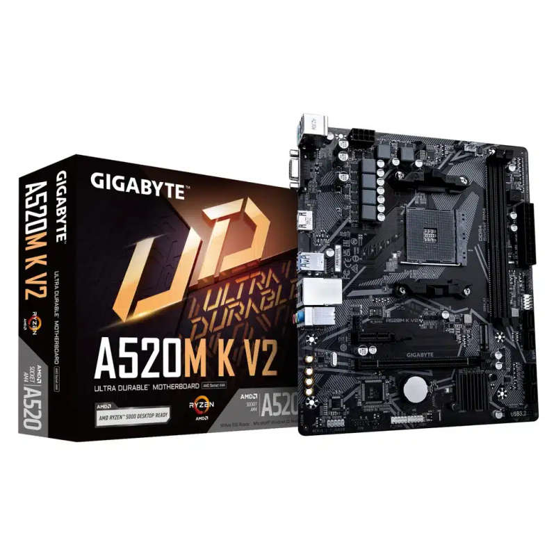 Gigabyte AMD A520M-K for 3rd/4th/5th Generation AMD Ryzen processors; 2x Dual DDR4; 1x M2; HDM...