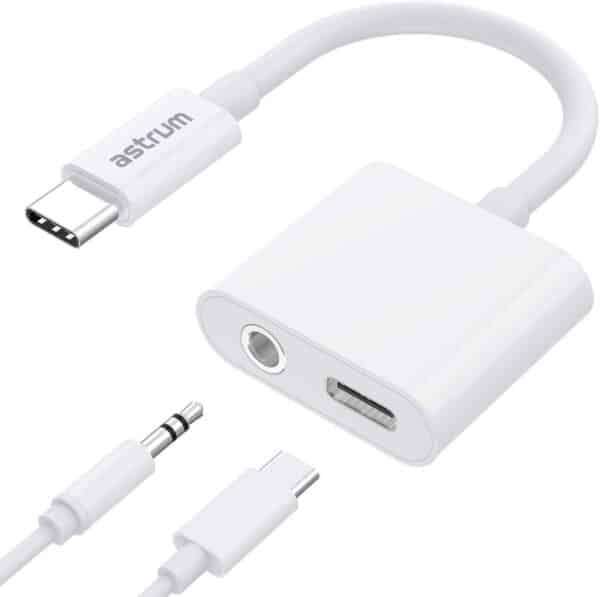 Astrum USB-C to Aux + USB-C DAC Adapter AS045 White