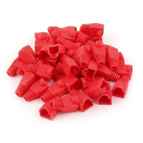 Acconet RJ45 Connector Boots, Red, 50 Pack