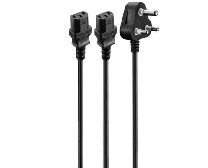 Volkano Presto series Double 3 pin IEC Power Cable 1.8m 10A - black