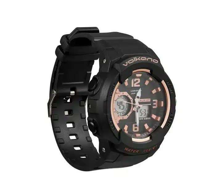 Volkano Session series Sports Watch - Black with Rose Gold