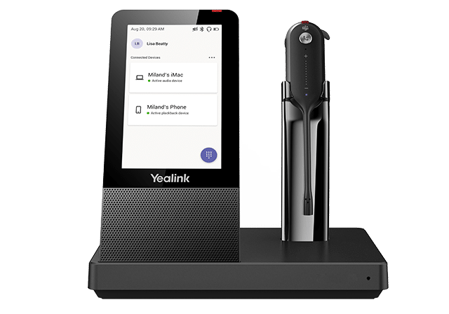 Yealink WH63 DECT Wireless Convertible Headset With Touch Screen Base Station