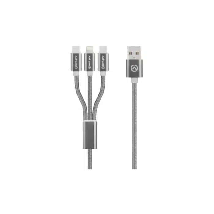 Amplify Linked Series 3 in 1 Charge cable - Gun Metal 1.2m
