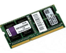 Kingston DDR3 1600MT/s Non-ECC Unbuffered SODIMM CL11 2RX8 1.35V 204-pin 4Gbit