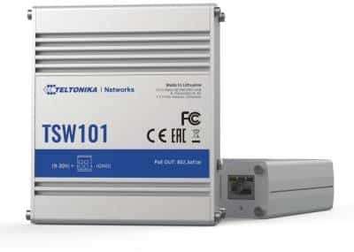 Teltonika Industrial 5 port Gigabit Switch, Supports auto MDI/MDIX crossover - Unmanaged