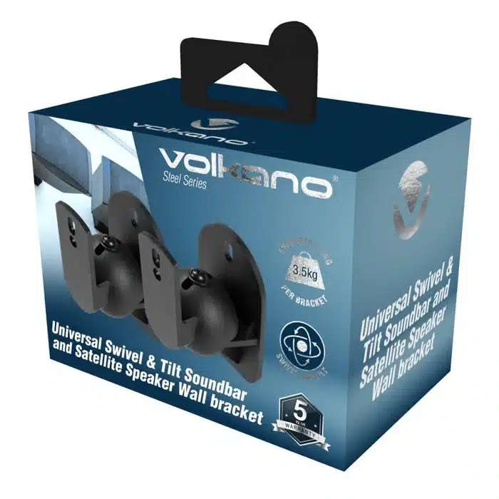 Volkano Steel series Soundbar and Satellite Speaker Wall bracket - Black