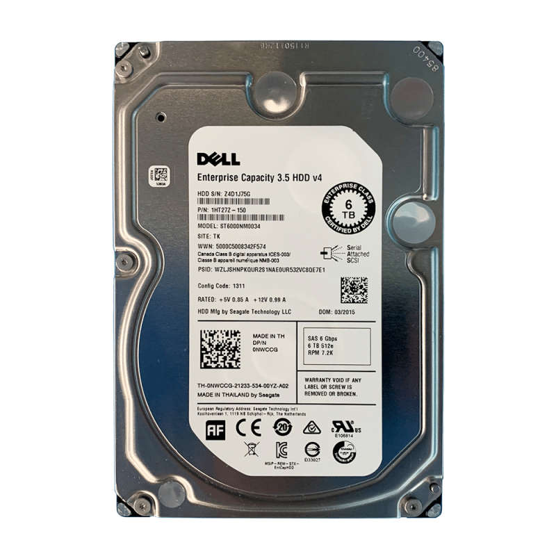 6TB Dell (ST6000NM0034), 7.2K SAS-6Gbps, LFF 3.5" Enterprise Server PowerEdge HDD (wo Caddy)