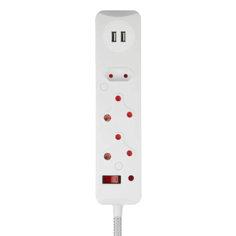 Switched 3 Way Medium Surge Protected Multiplug with 1x Type C + 3.4A USB Ports -0.5M  White