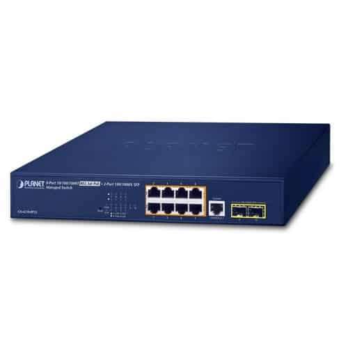 Planet 8-Port 10/100/1000T 802.3at PoE + 2-Port 100/1000X SFP Managed Switch - Networking