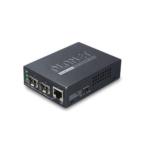 Planet 10/100/1000Base-T to Dual 1000Base-X SFP Media Converter - Networking