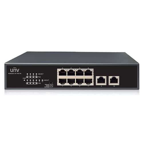 Uniview Switch 8XPoE 10/100M, 2X RJ45 Uplink 10/100M - CCTV