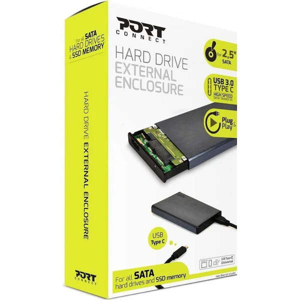 Port 2.5" SATA USB-C Hard drive Enclosure