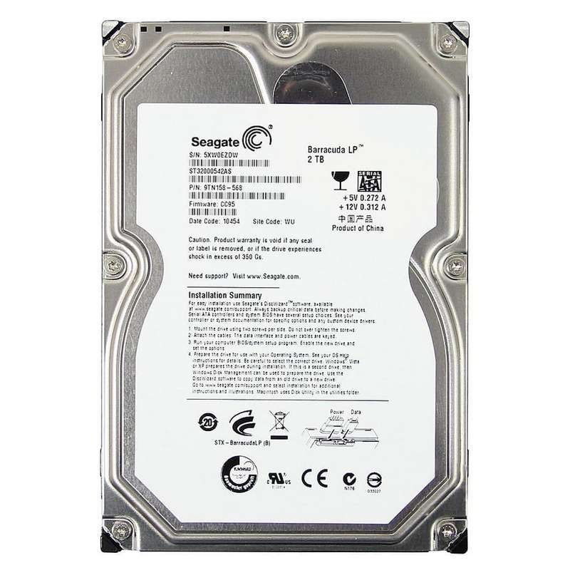 2TB Seagate Barracuda, 3.5", 5900RPM, LP SATA 3Gb/s, 32MB Hard Drive