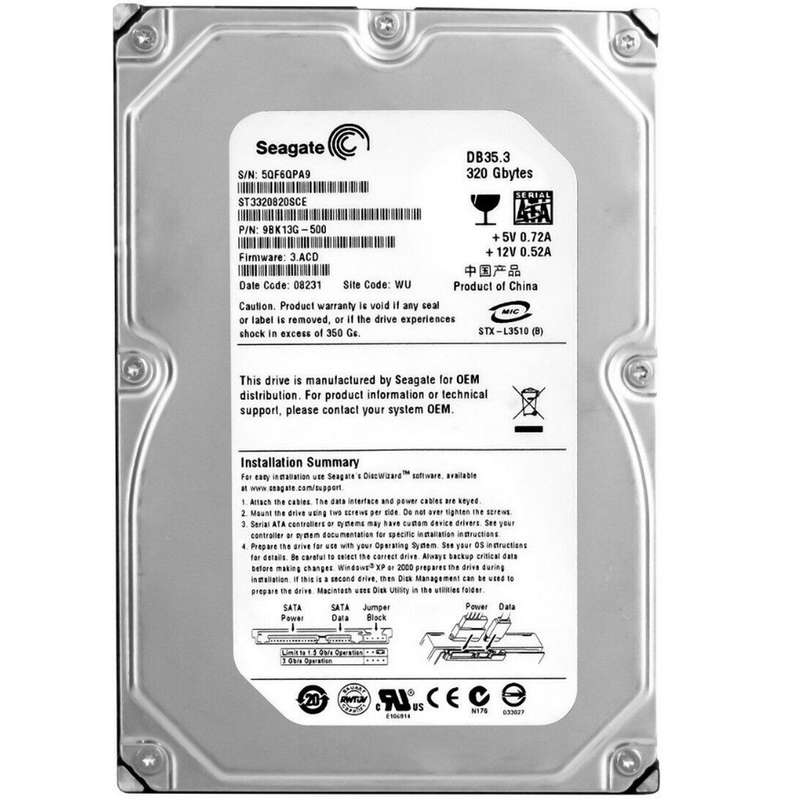 320GB, Seagate, 3.5", 7200rpm, 8M, SATA-3Gb/s  Desktop HDD