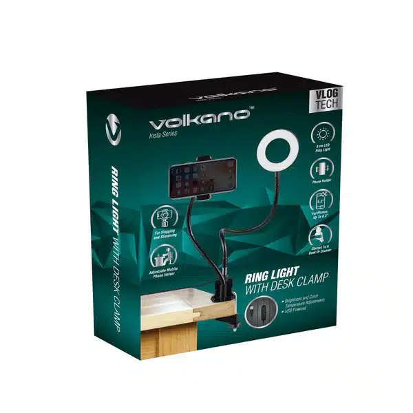 Volkano Insta series Ring light phone holder desk clamp