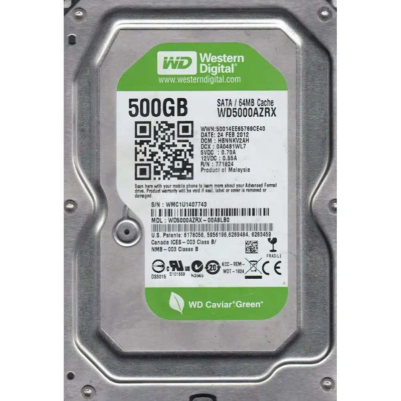 500GB WD Green 3.5" SATA 7200rpm 64MB Desktop HD