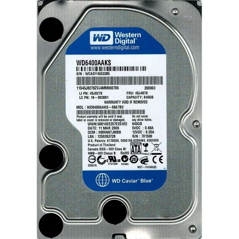 640GB Western Digital 3.5" SATA 7200rpm 16MB Hard Disk Drive