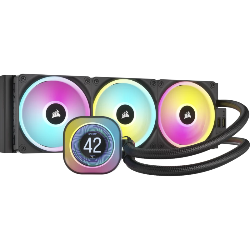 Corsair iCUE LINK H150i LCD Liquid CPU Cooler - QX120 RGB Fans - 360mm