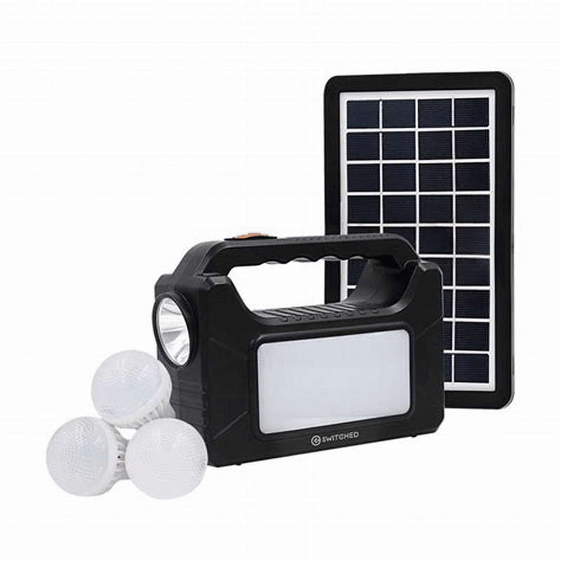 Switched Portable Power Station with Solar Panel -Black