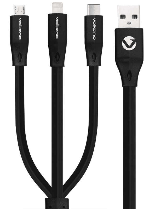 Volkano Flexi Series 3-in-1 Charging Cable - Black