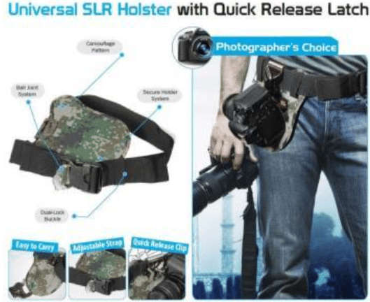 Promate Bolster Universal SLR Holster with Quick Release Latch - Camouflage, Retail Box, 1 Year W...
