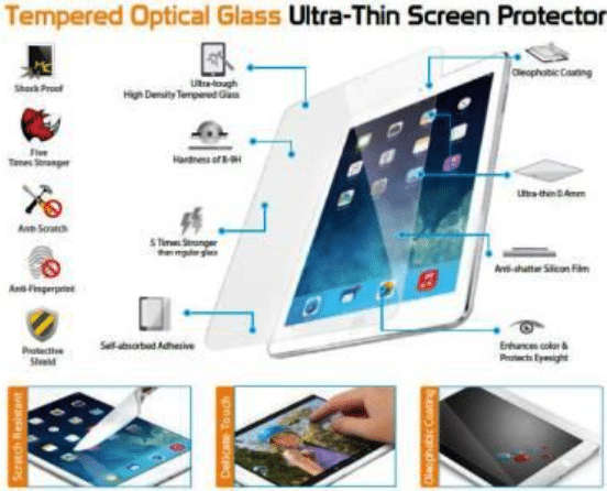 Promate primeShield.iPm-Ultra-Thin Tempered Optical Glass Screen Protector for iPad mini, Retail ...