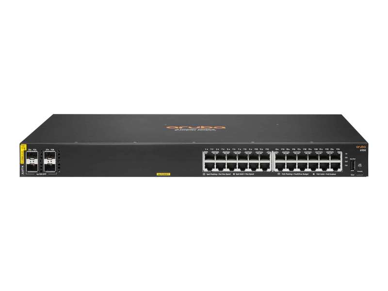 HPE Aruba 6100 24-port Class4 Managed L3 Gigabit Ethernet PoE Switch Black