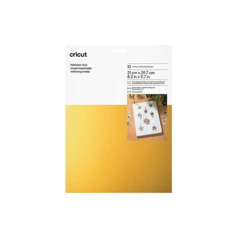 Cricut Printable Vinyl Gold; 10 sheets 8.3 in x 11.7 in (21 cm x 29.7 cm); Requires inkjet printe...