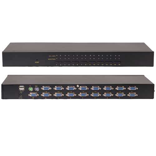 Cattex 16 Port USB/PS2 KVM Rack Mountable VGA KVM Console - Networking