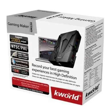 Kworld Gaming Maker: Record games console footage onto PC. USB 2.0 interface. Contains USB cable,...