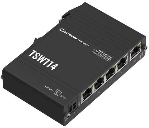 Teltonika Industrial 5 port Gigabit Switch, Supports auto MDI/MDIX cro