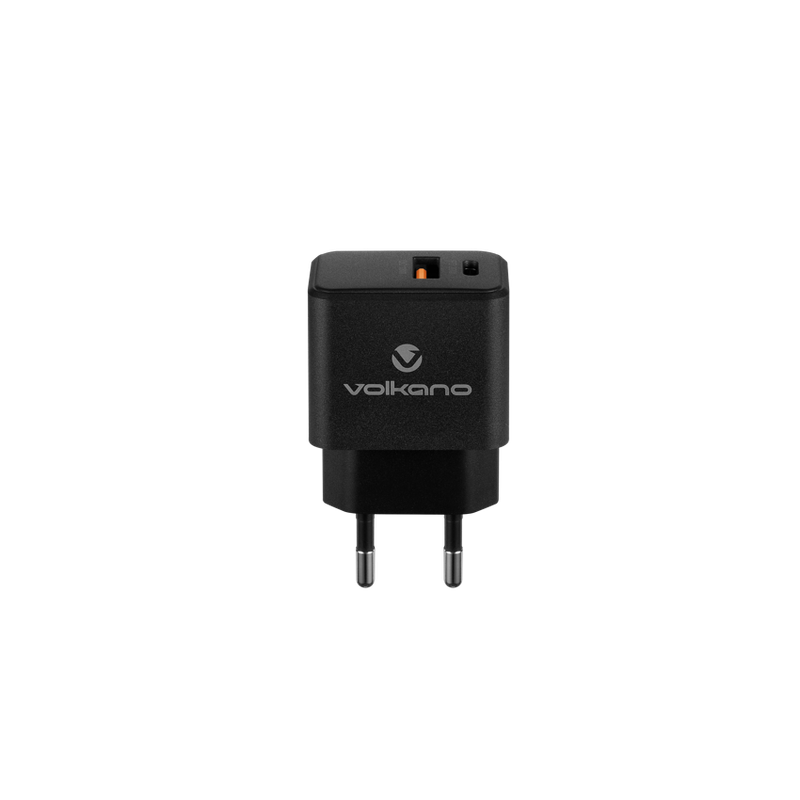 Volkano On-The-Go USB + Type-C 20W PD Wall Charger- Black OK