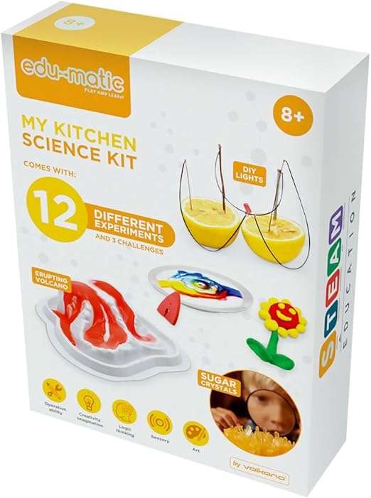Edu-Matic EDU-1012 Kid's Kitchen Science Educational Toys Kit with 12 Experiments, Multicolour