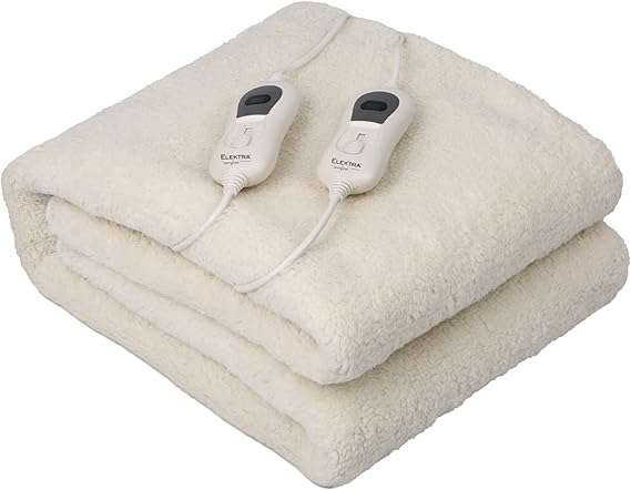 Elektra SEL-2203 Acrylic Fur Fitted Electric Blanket, White, Queen Size
