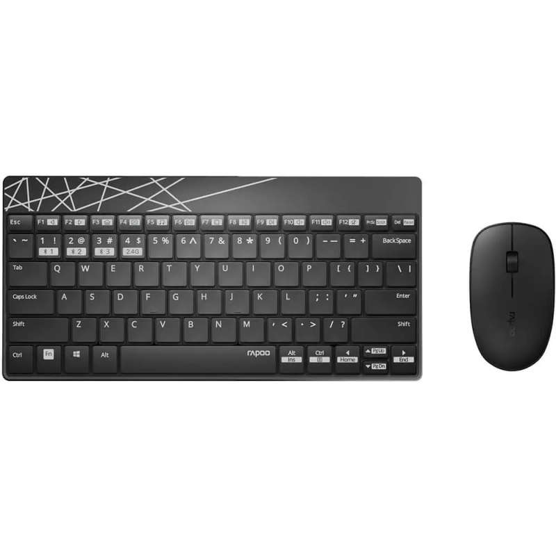 Rapoo 8000M Multi-Mode Wireless Keyboard &amp; Mouse Combo  Black