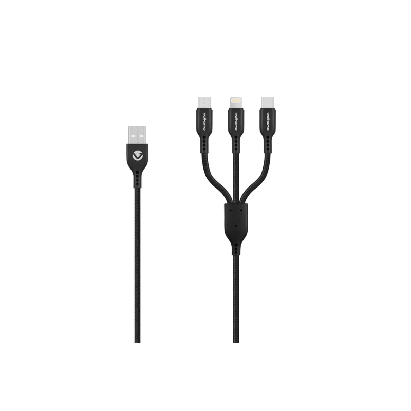 Volkano On-The-Go 3 in 1 1m Braided cable black OK