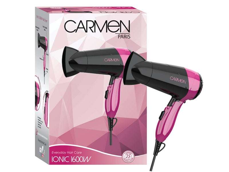 Carmen Ionic 1600W Travel Hairdryer
