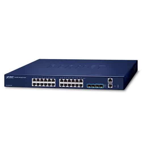 Planet L2+ 24-Port 10/100/1000T 802.3at PoE + 4-Port 10G SFP+ Stackable Managed Switch - Networking